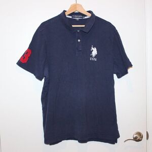 U.S. Polo Assn. Navy Blue 100% Cotton Button Details Polo Shirt Men's Size XXL
